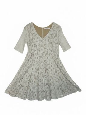 JULIAN TAYLOR Ivory Lace Overlay Swing Style Dress Size 8